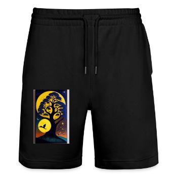 L’arbre - Short de jogging bio TRAINER Stanley/Stella unisexe - noir - Devant - Nik (191cm) & Marisol (170cm)
