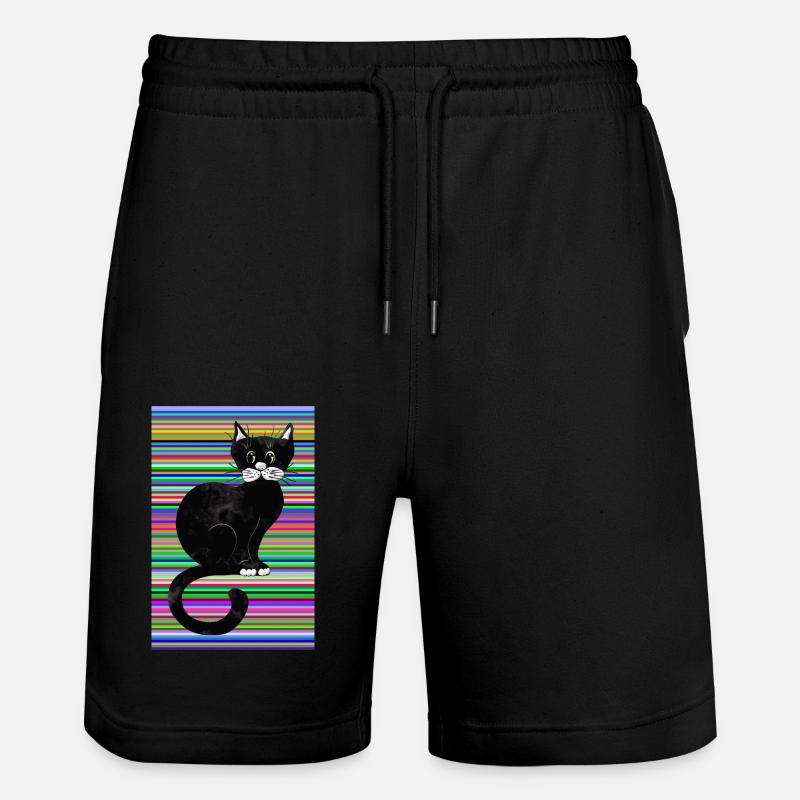 Cat - Stanley/Stella Trainer Unisex Organic Jogging Shorts - black