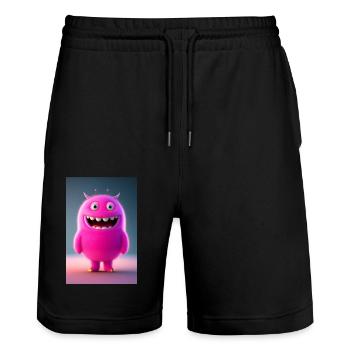 Happy Monster - Stanley/Stella Trainer Unisex Organic Jogging Shorts - black - Front - Nik (191cm) & Marisol (170cm)