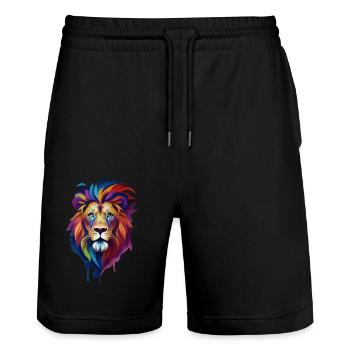 Lion coloré - Short de jogging bio TRAINER Stanley/Stella unisexe - noir - Devant - Nik (191cm) & Marisol (170cm)