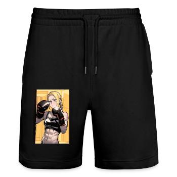 Boxer-Poster - Stanley/Stella Unisex Bio Joggingshorts Trainer  - Schwarz - Vorne - Nik (191cm) & Marisol (170cm)
