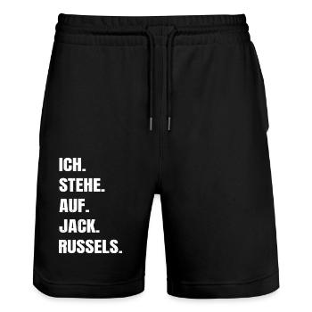 lustig doggie dogge humor geburtstagsgeschenkidee - Stanley/Stella Unisex Bio Joggingshorts Trainer  - Schwarz - Vorne - Nik (191cm) & Marisol (170cm)