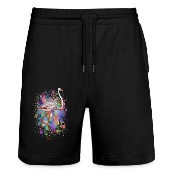 Bunter Vogel - Stanley/Stella Unisex Bio Joggingshorts Trainer  - Schwarz - Vorne - Nik (191cm) & Marisol (170cm)