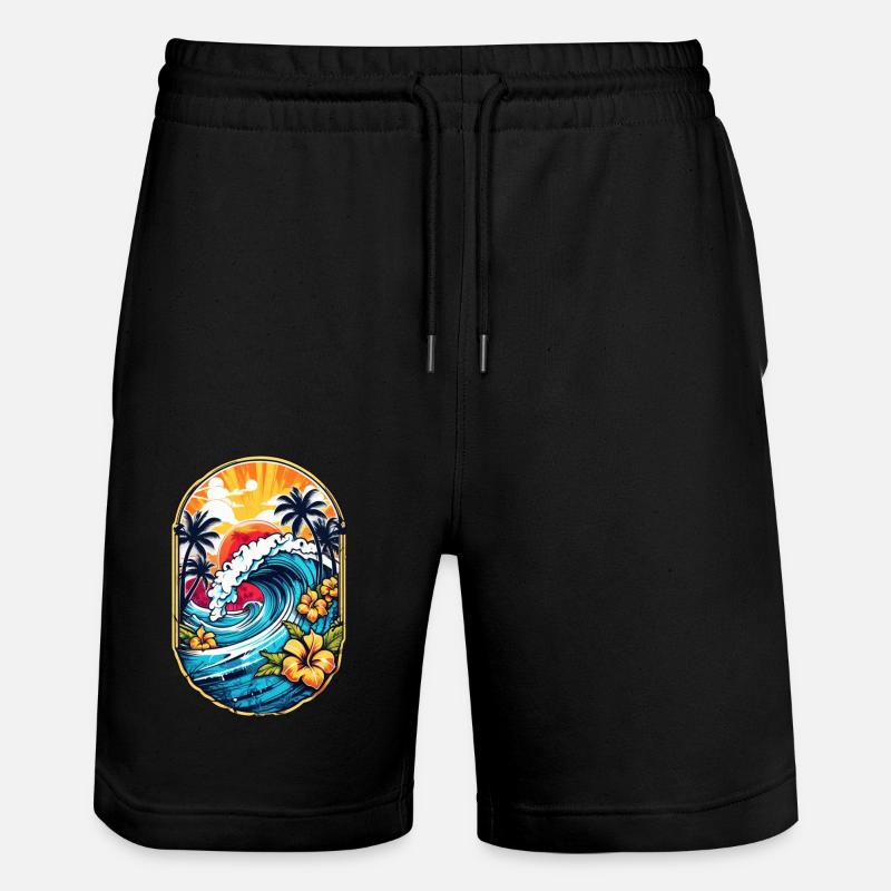 Surf Wave & Hawaii - Stanley/Stella Unisex Bio Joggingshorts Trainer  - Schwarz