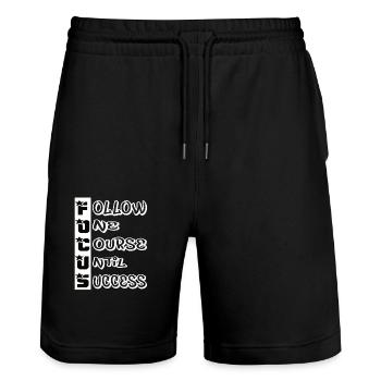 Success qoutes - Stanley/Stella Trainer Unisex Organic Jogging Shorts - black - Front - Nik (191cm) & Marisol (170cm)