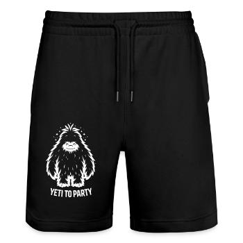 Yeti pour faire la fête - Short de jogging bio TRAINER Stanley/Stella unisexe - noir - Devant - Nik (191cm) & Marisol (170cm)