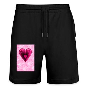 Pink Heart - Stanley/Stella Trainer Unisex Organic Jogging Shorts - black - Front - Nik (191cm) & Marisol (170cm)
