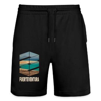 Fuerteventura Sommer Sonne Strand Meer Palmen - Stanley/Stella Unisex Bio Joggingshorts Trainer  - Schwarz - Vorne - Nik (191cm) & Marisol (170cm)