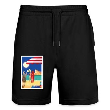 BEC DE L aigle LA CIOTAT - Short de jogging bio TRAINER Stanley/Stella unisexe - noir - Devant - Nik (191cm) & Marisol (170cm)