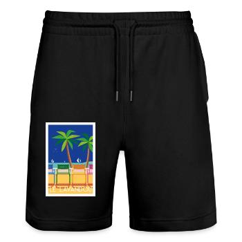 LE LAVANDOU CHAISES - Short de jogging bio TRAINER Stanley/Stella unisexe - noir - Devant - Nik (191cm) & Marisol (170cm)