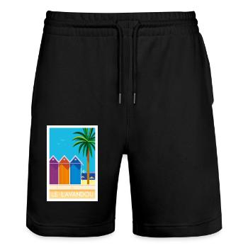 LE LAVANDOU - Short de jogging bio TRAINER Stanley/Stella unisexe - noir - Devant - Nik (191cm) & Marisol (170cm)