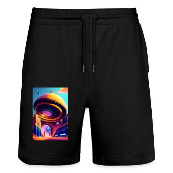 Retro Arcade - Stanley/Stella Trainer Unisex Organic Jogging Shorts - black - Front - Nik (191cm) & Marisol (170cm)
