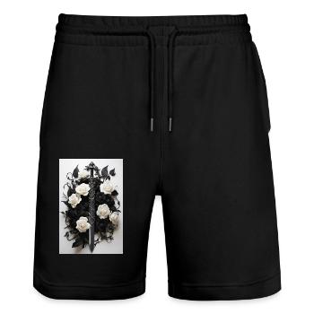 IMG 0153 - Stanley/Stella Unisex Bio Joggingshorts Trainer  - Schwarz - Vorne - Nik (191cm) & Marisol (170cm)