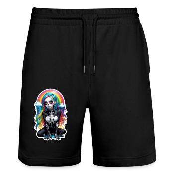 Halloween - Rock & Rainbow - Stanley/Stella Trainer Unisex Organic Jogging Shorts - black - Front - Nik (191cm) & Marisol (170cm)
