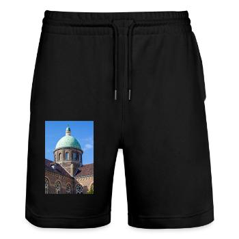 Kirche des Heiligen Bavo (Sint Bavo Kerk) in Noordwijk - Stanley/Stella Unisex Bio Joggingshorts Trainer  - Schwarz - Vorne - Nik (191cm) & Marisol (170cm)