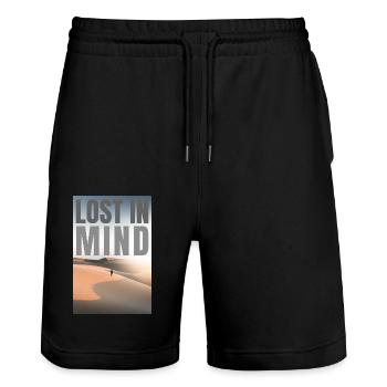 Gedankenverloren in der Wüste - Stanley/Stella Unisex Bio Joggingshorts Trainer  - Schwarz - Vorne - Nik (191cm) & Marisol (170cm)
