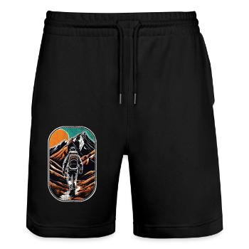 randonnée nature et montagne - Short de jogging bio TRAINER Stanley/Stella unisexe - noir - Devant - Nik (191cm) & Marisol (170cm)