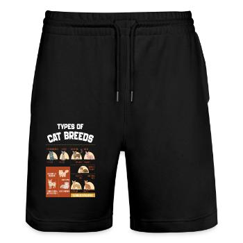 Types Of Cats, Cat Breeds List Animal Pet Lover - Stanley/Stella Trainer Unisex Organic Jogging Shorts - black - Front - Nik (191cm) & Marisol (170cm)