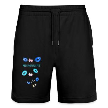 Mermaid, Kisses, Underwater, Blue Lips - Stanley/Stella Trainer Unisex Organic Jogging Shorts - black - Front - Nik (191cm) & Marisol (170cm)