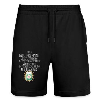 Jar Hoarder Homesteady Quote Jam Maker Food - Stanley/Stella Trainer Unisex Organic Jogging Shorts - black - Front - Nik (191cm) & Marisol (170cm)