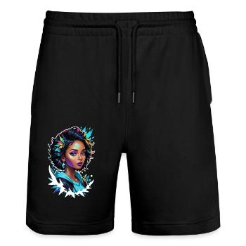 femme afro - beauté - Short de jogging bio TRAINER Stanley/Stella unisexe - noir - Devant - Nik (191cm) & Marisol (170cm)