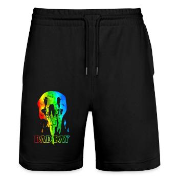 Urlaub Spätsommer Sommer Urlaub Meer Bad Day - Stanley/Stella Unisex Bio Joggingshorts Trainer  - Schwarz - Vorne - Nik (191cm) & Marisol (170cm)