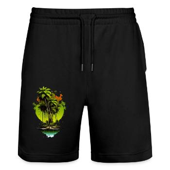 Vacation early summer late summer summer holiday holiday sea - Stanley/Stella Trainer Unisex Organic Jogging Shorts - black - Front - Nik (191cm) & Marisol (170cm)