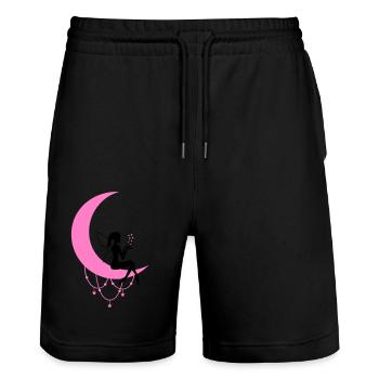fee elfe halbmond fantasie - Stanley/Stella Unisex Bio Joggingshorts Trainer  - Schwarz - Vorne - Nik (191cm) & Marisol (170cm)