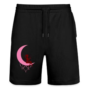 fee elfe halbmond fantasie 01 - Stanley/Stella Unisex Bio Joggingshorts Trainer  - Schwarz - Vorne - Nik (191cm) & Marisol (170cm)