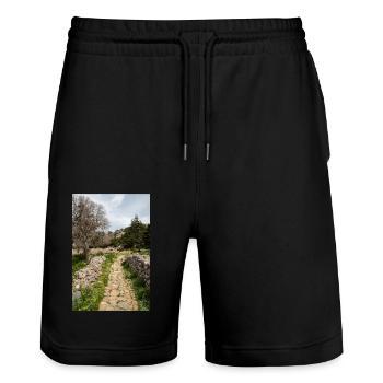 Burgruine des mittelalterlichen Palio Pyli Kos - Stanley/Stella Unisex Bio Joggingshorts Trainer  - Schwarz - Vorne - Nik (191cm) & Marisol (170cm)