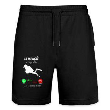 Diving is calling me - Stanley/Stella Trainer Unisex Organic Jogging Shorts - black - Front - Nik (191cm) & Marisol (170cm)