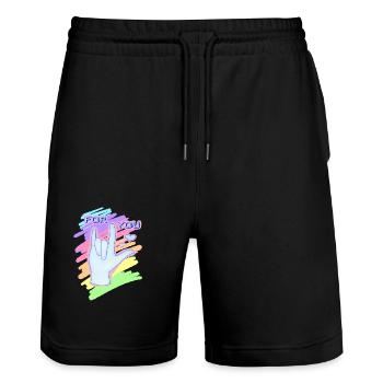 For You "I Love You" - Stanley/Stella Unisex Bio Joggingshorts Trainer  - Schwarz - Vorne - Nik (191cm) & Marisol (170cm)