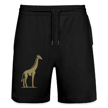 Giraffe Africa Silhouette Minimalist - Stanley/Stella Trainer Unisex Organic Jogging Shorts - black - Front - Nik (191cm) & Marisol (170cm)
