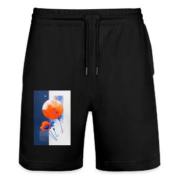 Corn poppy - Stanley/Stella Trainer Unisex Organic Jogging Shorts - black - Front - Nik (191cm) & Marisol (170cm)