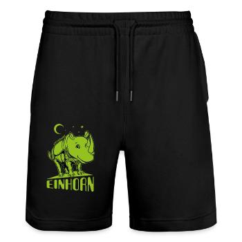 Licorne - Rhinocéros - Licorne enchantée - Short de jogging bio TRAINER Stanley/Stella unisexe - noir - Devant - Nik (191cm) & Marisol (170cm)