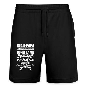 T-shirt Beau-Papa, Tu As Rendu Ma Vie Meilleure - Short de jogging bio TRAINER Stanley/Stella unisexe - noir - Devant - Nik (191cm) & Marisol (170cm)