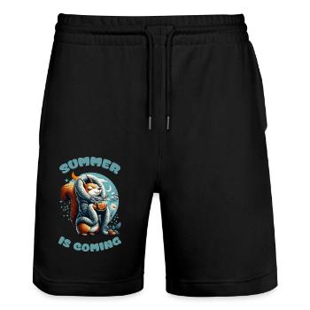 Summer is Coming - Stanley/Stella Trainer Unisex Organic Jogging Shorts - black - Front - Nik (191cm) & Marisol (170cm)