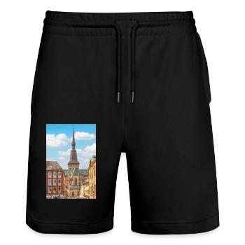St. Mary's Church (Marienkirche) Osnabrück - Stanley/Stella Trainer Unisex Organic Jogging Shorts - black - Front - Nik (191cm) & Marisol (170cm)
