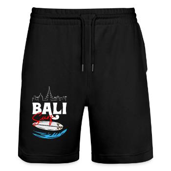 Bali Surfing - Stanley/Stella Unisex Bio Joggingshorts Trainer  - Schwarz - Vorne - Nik (191cm) & Marisol (170cm)