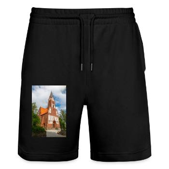 St. Jürgen Kirche Flensburg - Stanley/Stella Unisex Bio Joggingshorts Trainer  - Schwarz - Vorne - Nik (191cm) & Marisol (170cm)