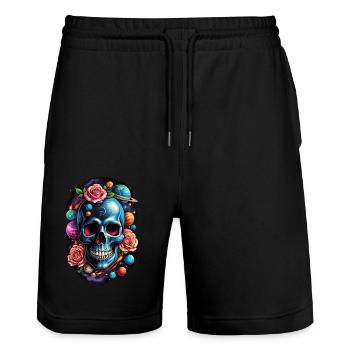 Weltraumplaneten Schädel - Stanley/Stella Unisex Bio Joggingshorts Trainer  - Schwarz - Vorne - Nik (191cm) & Marisol (170cm)