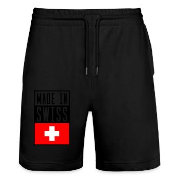 Fabriqué en Suisse - Short de jogging bio TRAINER Stanley/Stella unisexe - noir - Devant - Nik (191cm) & Marisol (170cm)