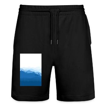 Blue mountains background - Stanley/Stella Trainer Unisex Organic Jogging Shorts - black - Front - Nik (191cm) & Marisol (170cm)