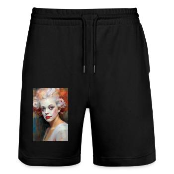 Portrait d’un clown coloré 2 - Short de jogging bio TRAINER Stanley/Stella unisexe - noir - Devant - Nik (191cm) & Marisol (170cm)