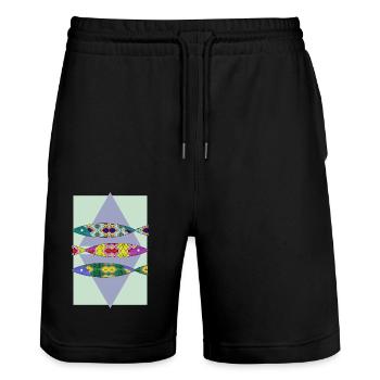 Poissons - Short de jogging bio TRAINER Stanley/Stella unisexe - noir - Devant - Nik (191cm) & Marisol (170cm)