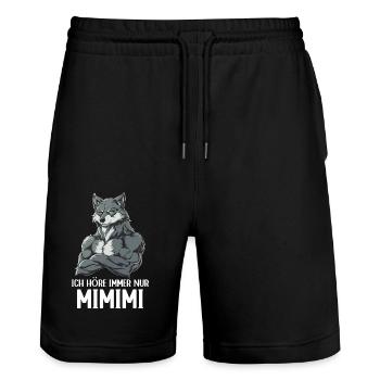 Wolf Wölfe Wildnis Wald Ich höre immer nur Mimimi - Stanley/Stella Unisex Bio Joggingshorts Trainer  - Schwarz - Vorne - Nik (191cm) & Marisol (170cm)