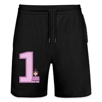 Number 1 - Stanley/Stella Trainer Unisex Organic Jogging Shorts - black - Front - Nik (191cm) & Marisol (170cm)