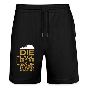Bier Die Lage ist besäufniserregend - Stanley/Stella Unisex Bio Joggingshorts Trainer  - Schwarz - Vorne - Nik (191cm) & Marisol (170cm)
