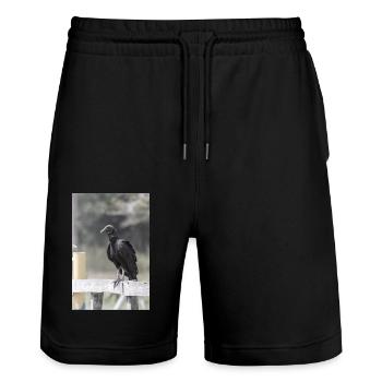 The vulture - Stanley/Stella Trainer Unisex Organic Jogging Shorts - black - Front - Nik (191cm) & Marisol (170cm)