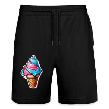 Eis - Stanley/Stella Unisex Bio Joggingshorts Trainer  - Schwarz - Vorne - Nik (191cm) & Marisol (170cm)